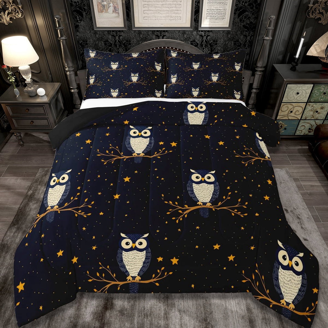 Erosebridal Jungle Animals Owl Full Size Comforter Sets,Galaxy Starry Night Bedding Sets For Boys Kids, Reversible 3pcs