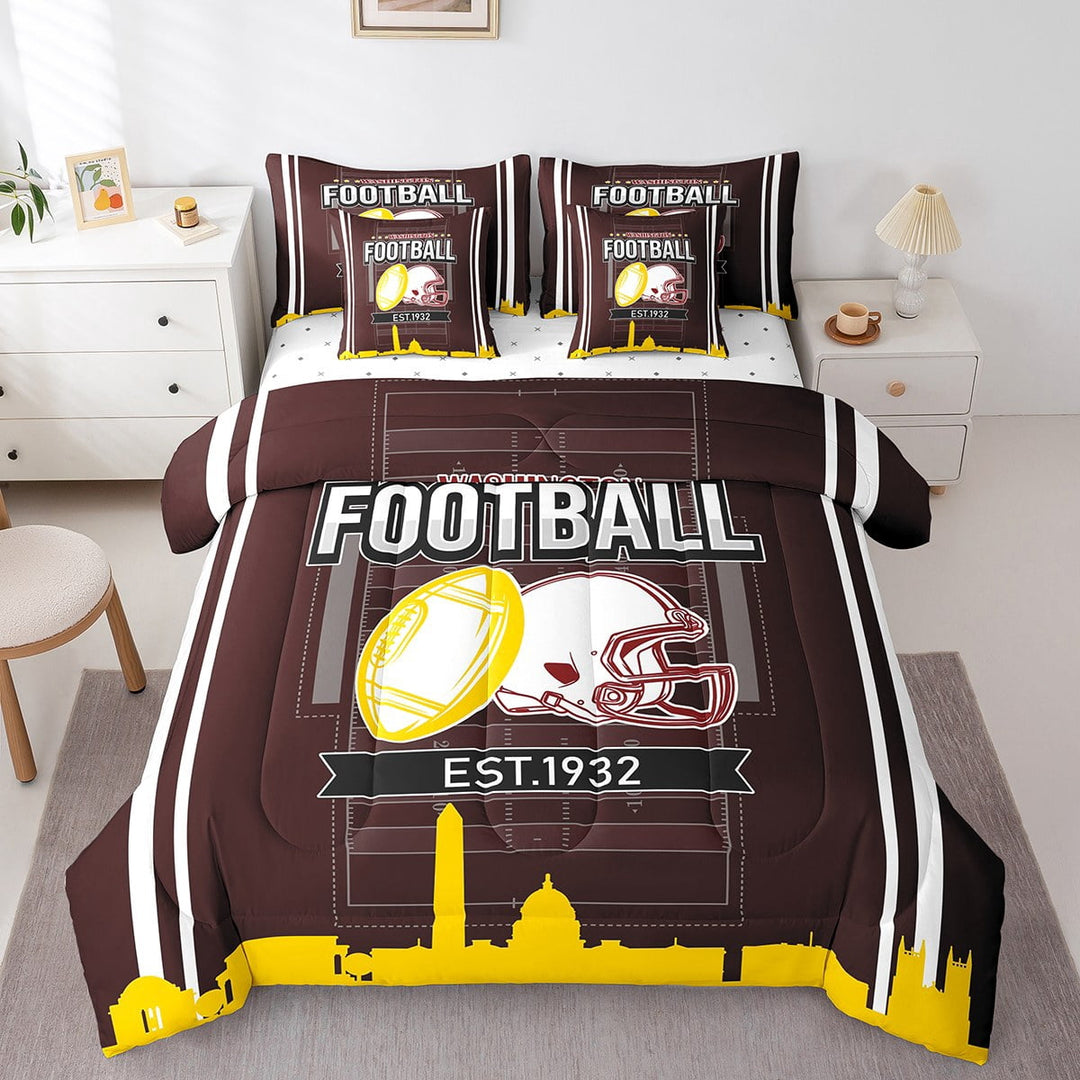 Erosebridal Football Bedding Sets Twin Size,Ball Gamer Comforter Sets with Sheets,Sports Theme Decor,Reversible,Breathable,7-Piece