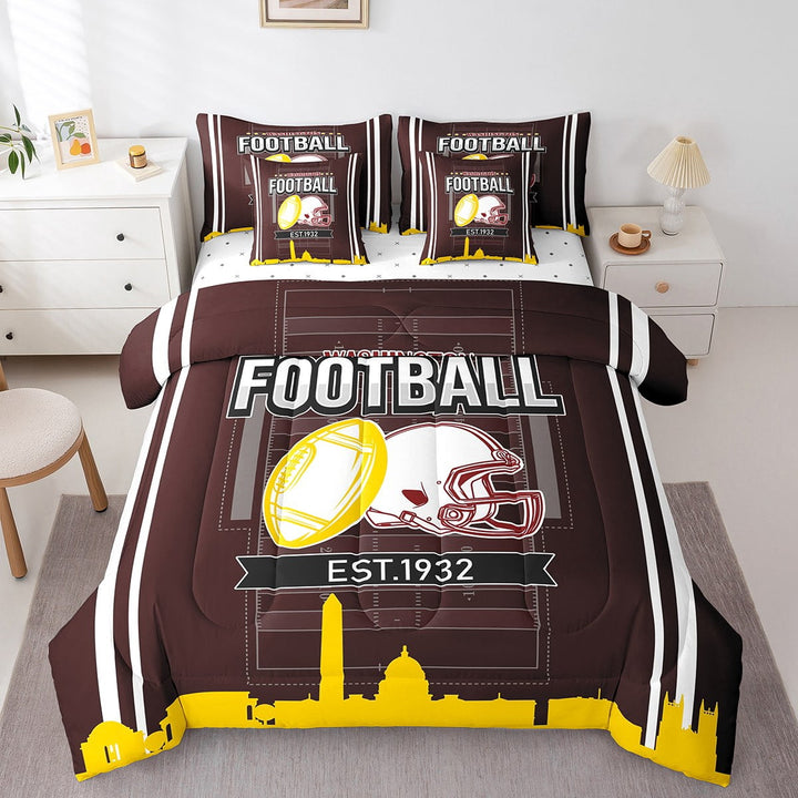 Erosebridal Football Bedding Sets Twin Size,Ball Gamer Comforter Sets with Sheets,Sports Theme Decor,Reversible,Breathable,7-Piece