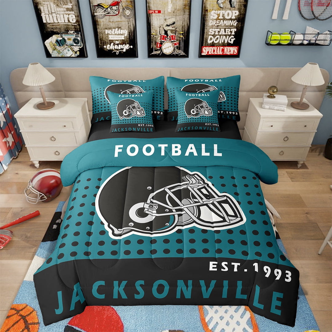 Football Bed in a Bags Twin American Football City Bedding Sets 7 Piece Football Team Sports Game Comforter Set with Sheets Football Lover Bed Set Sports Themed Sheets(Green Bay)