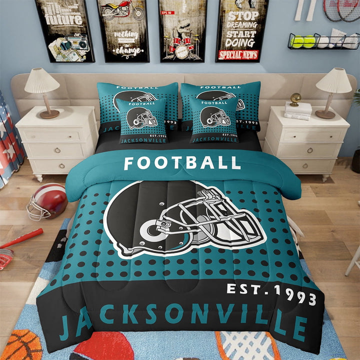 Football Bed in a Bags Twin American Football City Bedding Sets 7 Piece Football Team Sports Game Comforter Set with Sheets Football Lover Bed Set Sports Themed Sheets(Green Bay)
