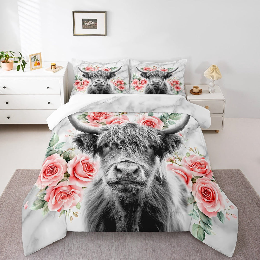 YST Farmhouse 3-Piece Animal Floral Comforter Set, Full