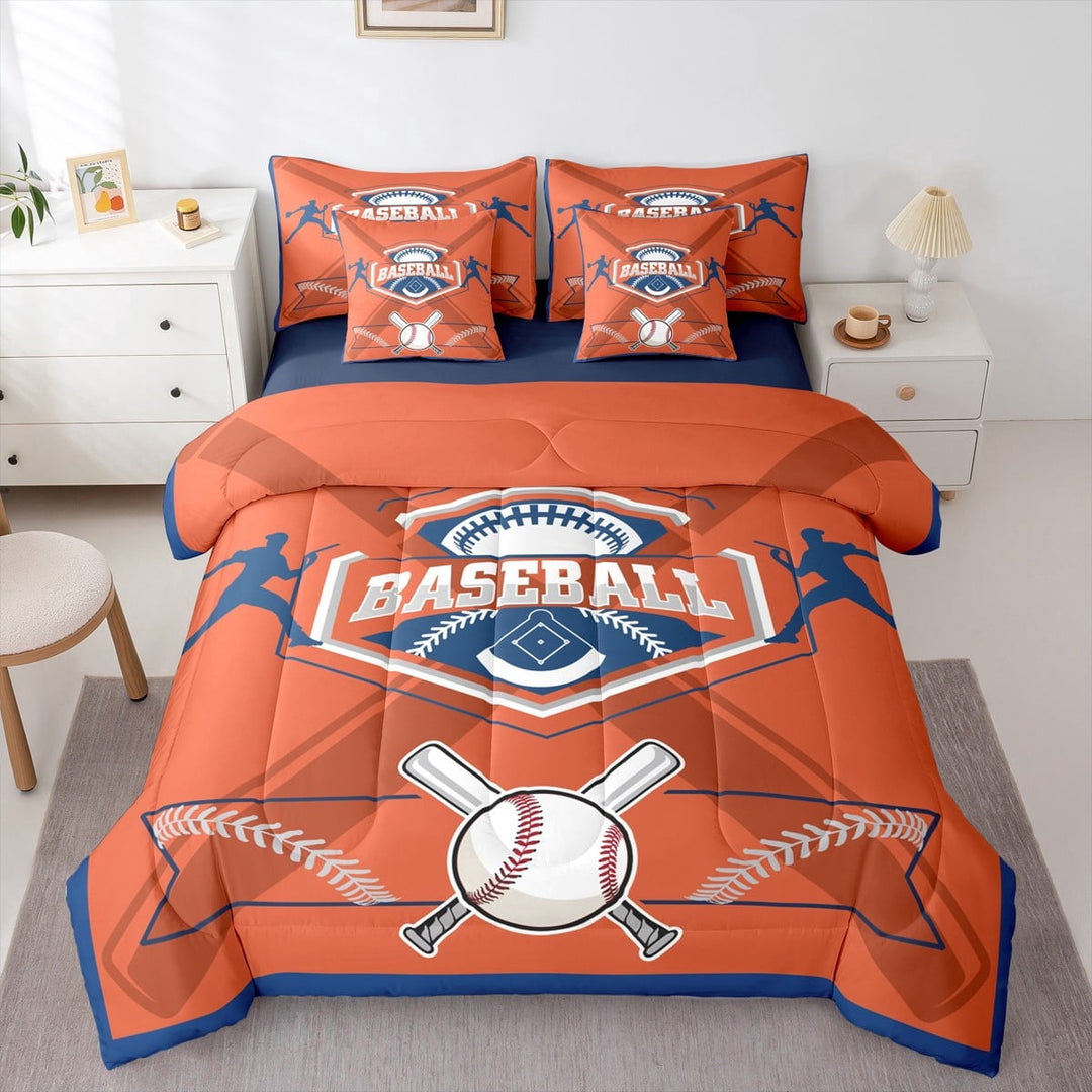 Erosebridal Twin Comforter Set 7 Pieces, All Season Reversible Bed in a Bag Twin,Ultra Soft Twin Bedding Set with Baseball Comforter,Flat Sheet,Fitted Sheet,Pillowcases,Pillow Shams,New York