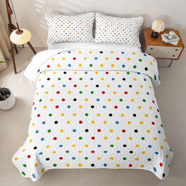 Erosebridal Rainbow Dot Twin Quilt Set,Multicolor Mini Polka Twin Coverlet Set For Girls,2-Piece