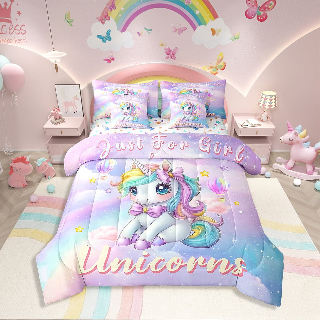 Erosebridal Rainbow Unicorn Bedding Twin Size 7pcs, Room Decorative, Lightweight