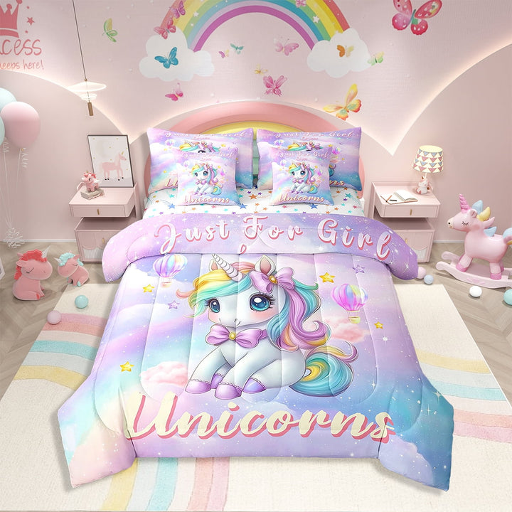 Erosebridal Rainbow Unicorn Bedding Twin Size 7pcs, Room Decorative, Lightweight