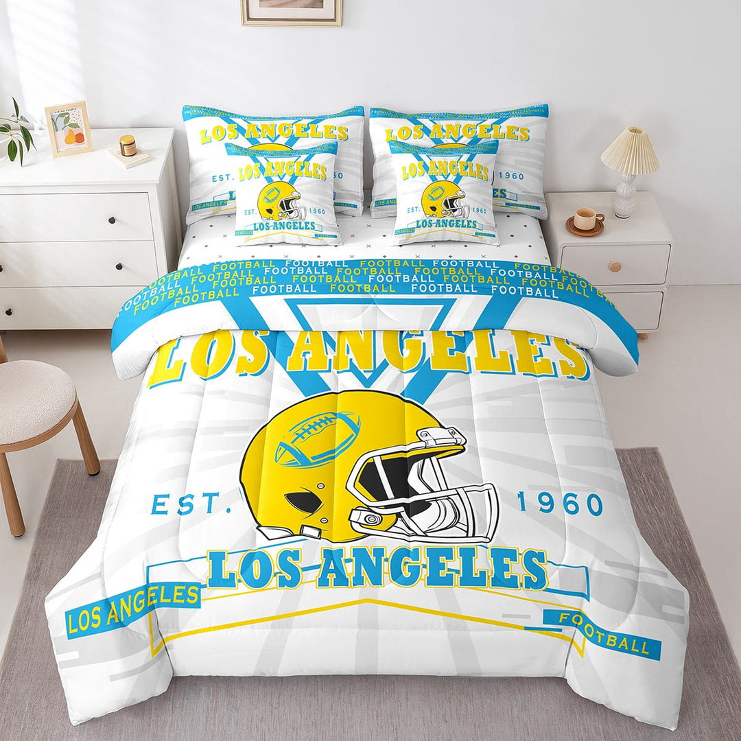Erosebridal American Football 7 Pieces Bedding Set Football Twin Comforter Set with Sheets Teens Room Decor Sports Fan Bed in a Bag Ball Bed Set