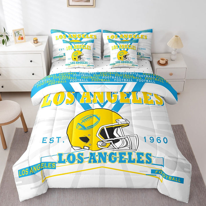 Erosebridal American Football 7 Pieces Bedding Set Football Twin Comforter Set with Sheets Teens Room Decor Sports Fan Bed in a Bag Ball Bed Set