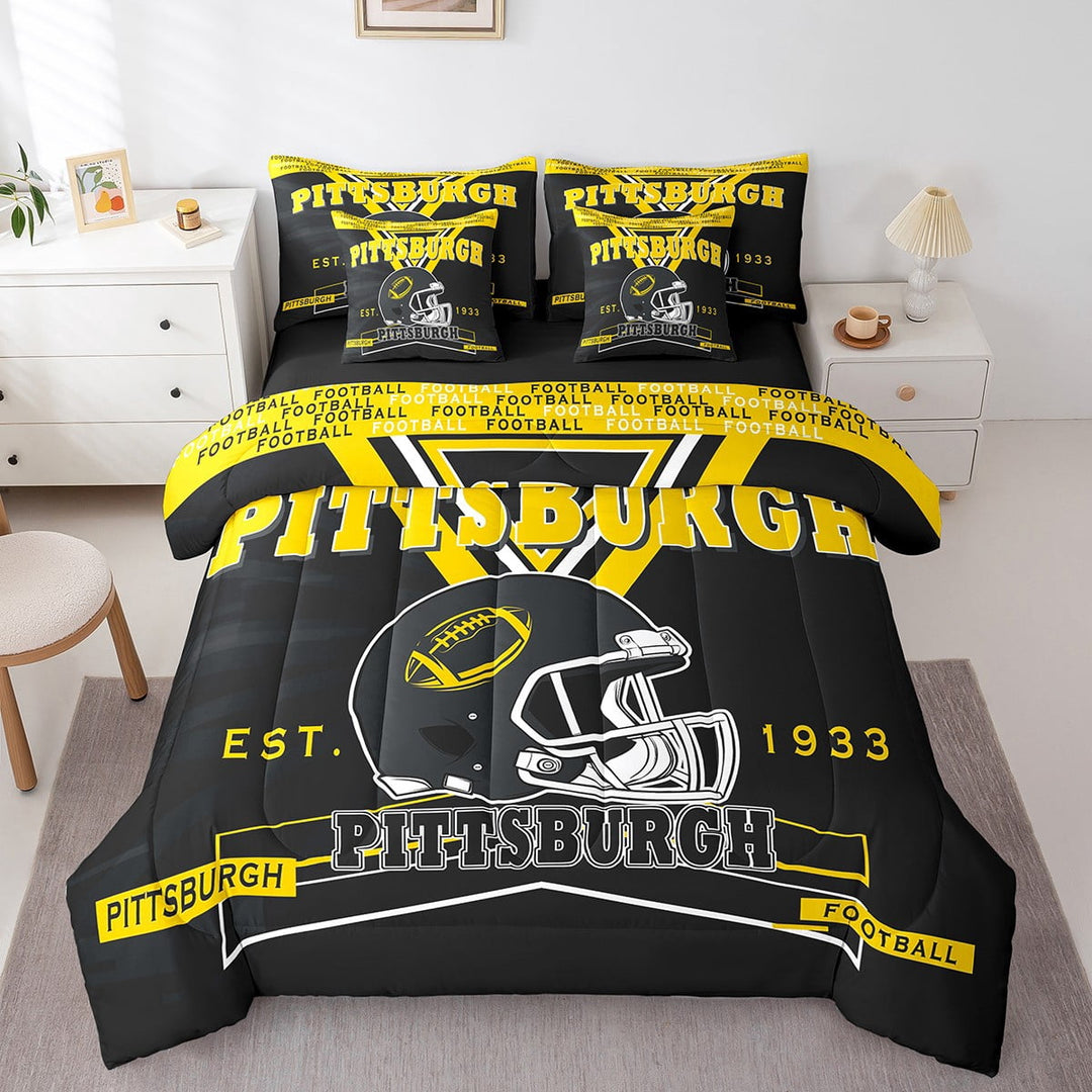 Erosebridal 7 Piece Bed in a Bag Twin Size Comforter Set American Football Bedding Set,Football Reversible Bed Set,Sports Fan Comforter with Sheet Set,All Season