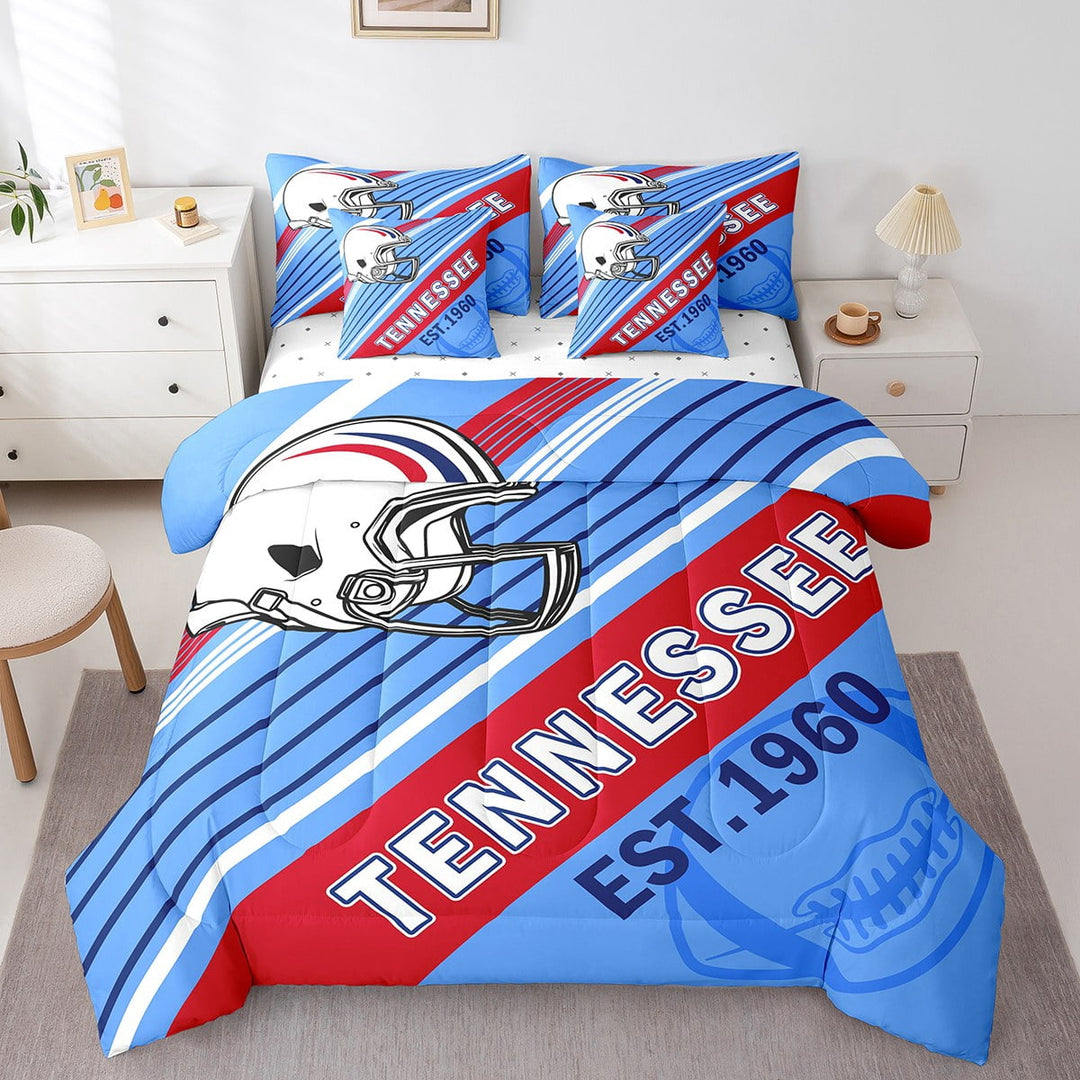 Erosebridal Football Print Bedding Sets Twin Size,Ball Game Comforter Sets with Sheets,Sport Decor （Tennesseeï¼?Reversible,Breathable,7-Piece