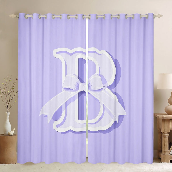 Erosebridal Initial Letter B Curtains and Drapes (38x45), Purple 30%-50% Blackout Curtains for Bedroom, Kawaii Bow-tie Curtains for Living Room, Window Curtains Room Decorative