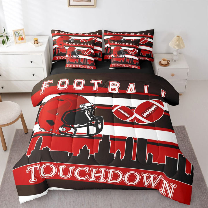 Erosebridal Cleveland Football Bedding Sets Twin Size,Amercian Sport Comforter Sets with Sheets,Ball Gamer Decoration,Reversible,Breathable,7-Piece