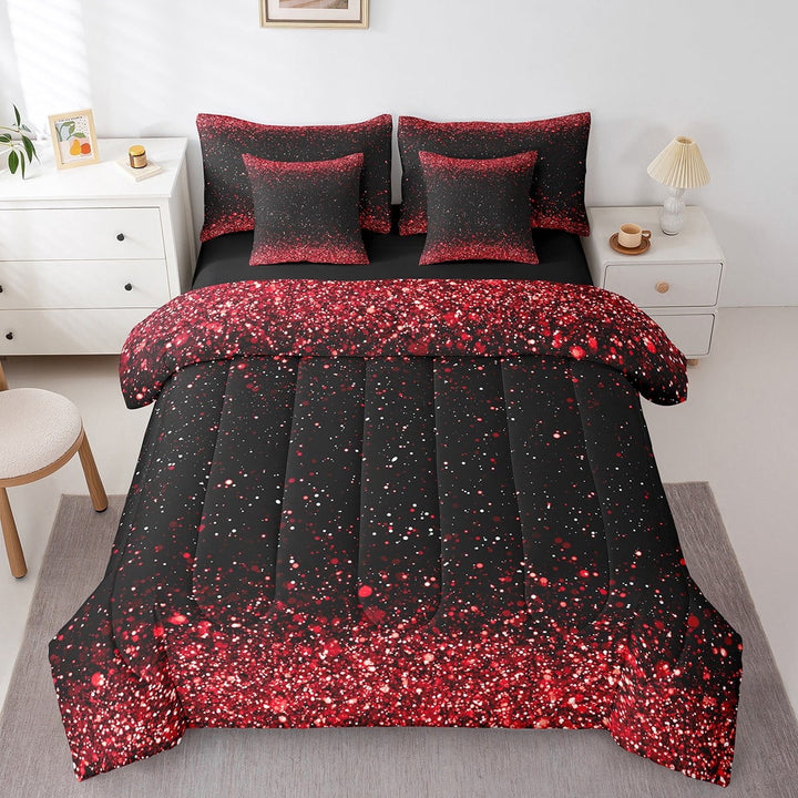 Erosebridal Sequin Print Bedding Sets King Size,Sparkle Glitter Bed in a Bag King size,Lightweight Reversible Bedding King Size,Bling Room Decorative,7 Pieces