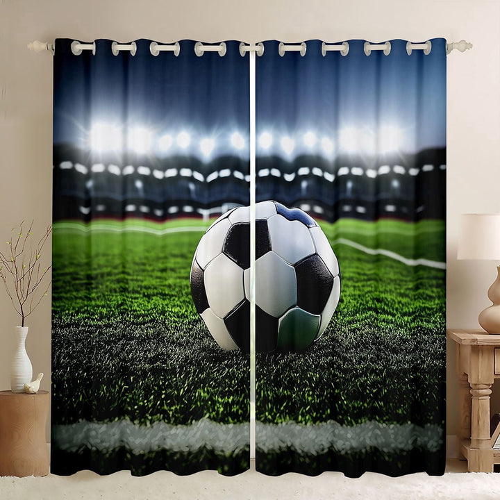 Erosebridal Stadium Soccer Ball Black Out Curtains, Sport Curtains Pack of 2 (42x63 Each) for Men and Boys