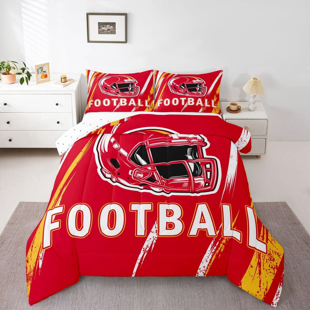 Erosebridal Eat Sleep Bedding Sets Twin with Comforter, American Football Duvet Insert, Soccer Sport Decor, 2-Piece