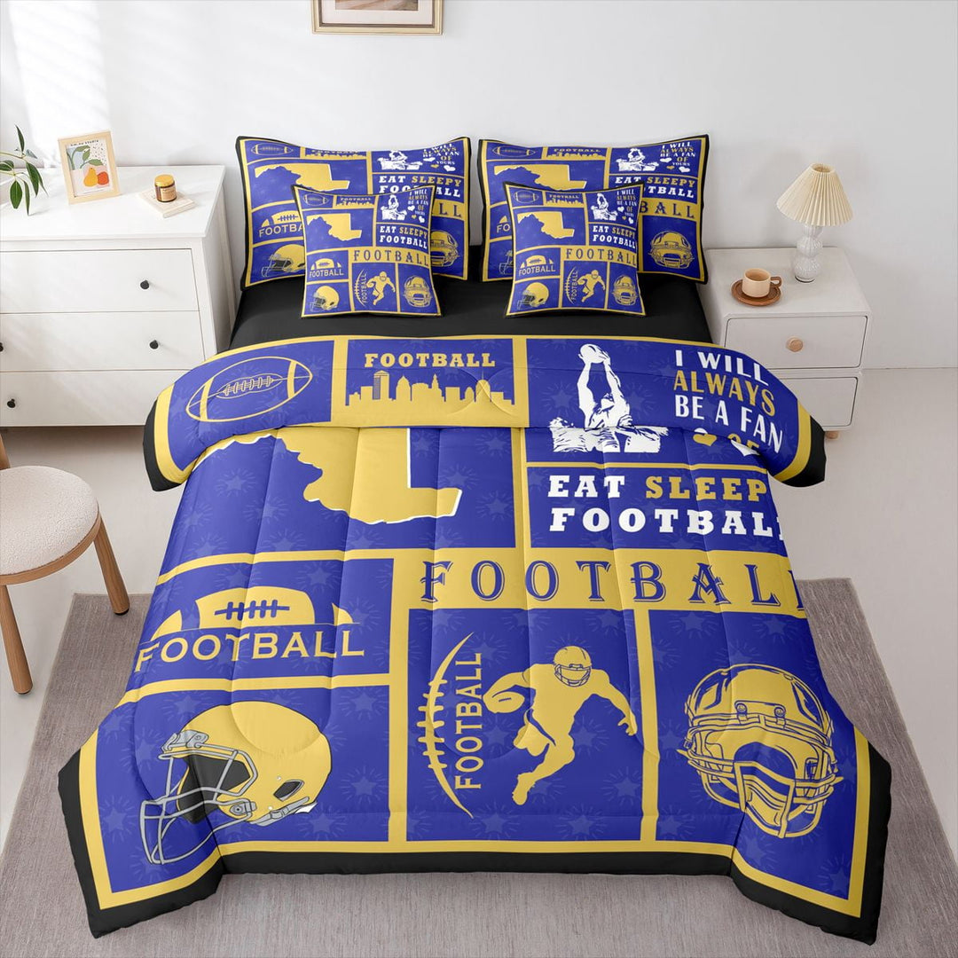 Erosebridal Comforters Twin Size Set with Sheets Football Bedding,7 Pieces Bed in a Bag Twin Rugby Bedding Sets with Comforter, Sheets, Pillowcases