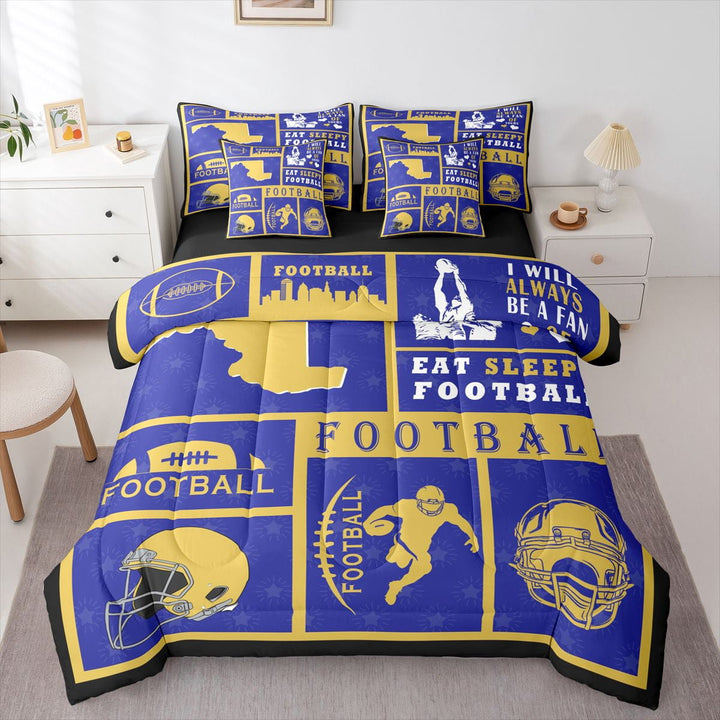 Erosebridal Comforters Twin Size Set with Sheets Football Bedding,7 Pieces Bed in a Bag Twin Rugby Bedding Sets with Comforter, Sheets, Pillowcases