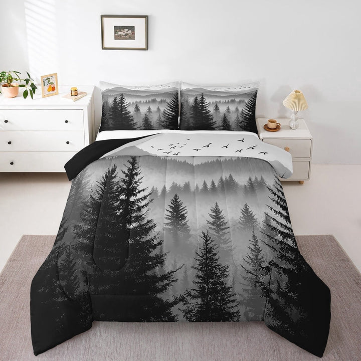 Erosebridal Smoky Jungle Bedding King Comforter Set,Botanical Plants Bedding Sets King with Comforter,Woodland Decor,Reversible,Breathable,3-Piece