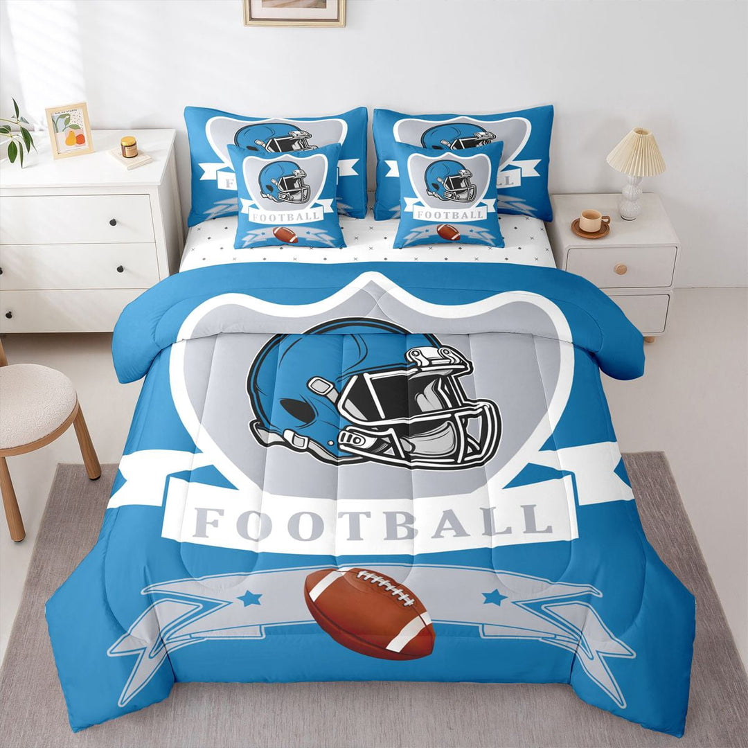 Erosebridal Soccer Lover Bedding Sets, American Football Comforter Sets with Sheets, Eat Sleep Bed Sheets Set, Super Cozy Bedroom Decorative, 7pcs