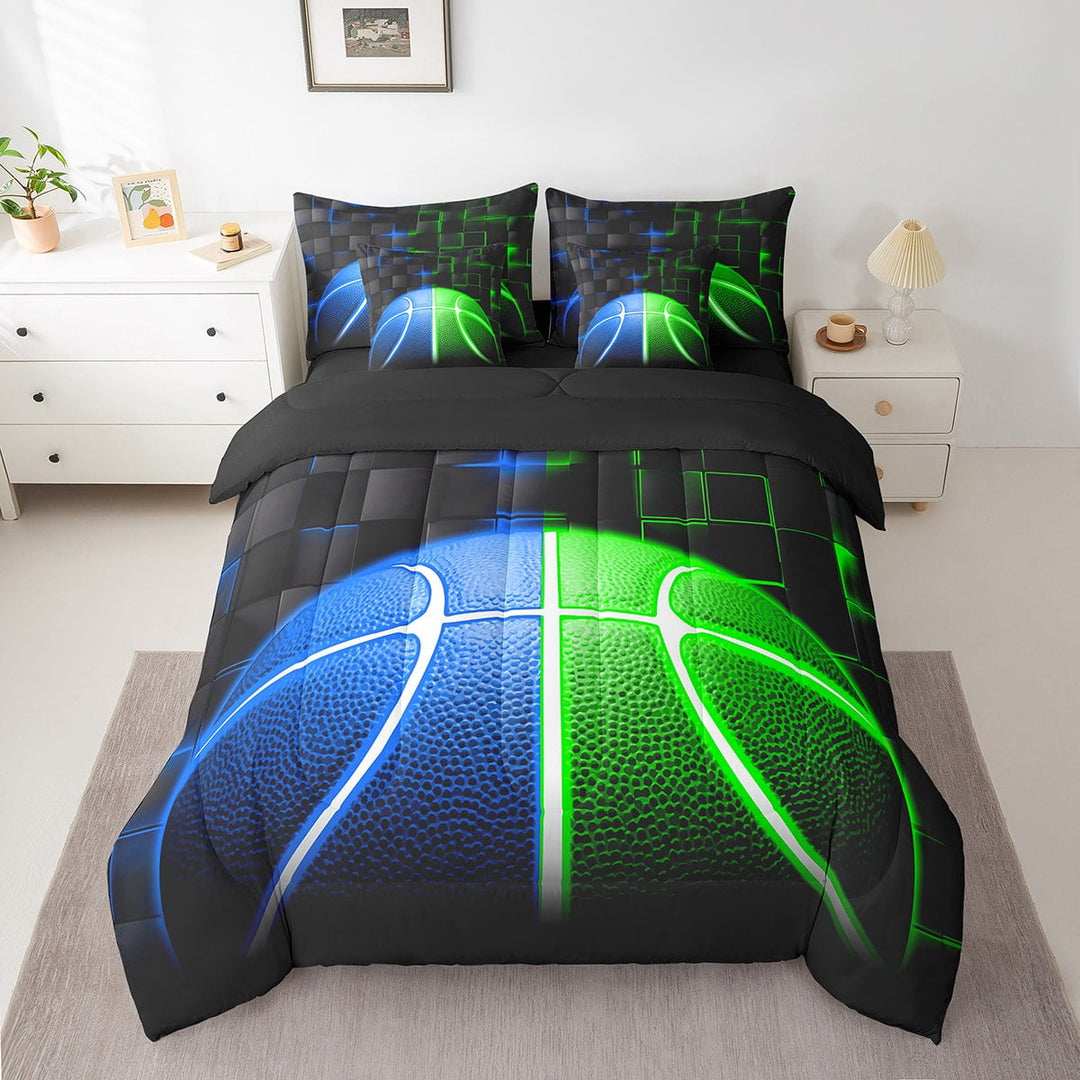 Erosebridal 3D Basketball Bedding Twin Size, Sport Player Bed in a Bag Twin size, Geometric Decor, Reversible 7pcs