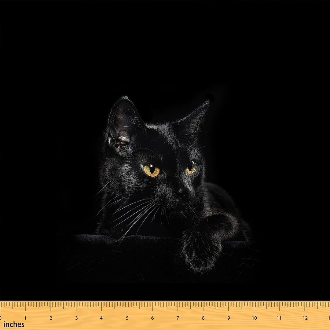 Erosebridal Cat Upholstery Fabric by the Yard,Black Cat Fabric,3D Cat Print Decorative Fabric,Cute Kawaii Animal Indoor Outdoor Fabric,Farmhouse Pet Animal DIY Fabric for Upholstery,Black 5 Yards