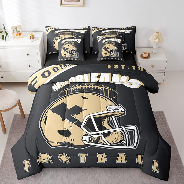 Erosebridal American Football City Bedding, Eat Sleep Bed in a Bag, Soccer Lover Reversible Bed Set, Lightweight Room Decoration, 7pcs