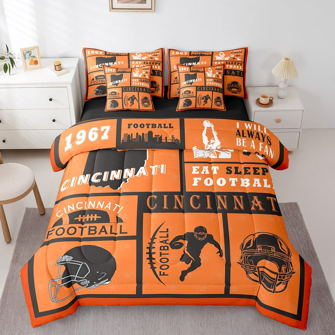 Erosebridal 7Pcs Rugby Bedding Set s,Twin Size Comforter Set with Sheets and Pillowcase,7Pcs Bed in a Bag,Football ren Bed Set, Sports Fan Comforter