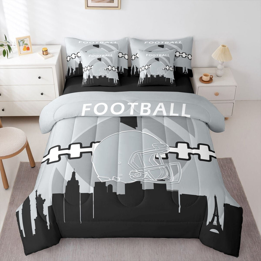 Erosebridal 7 Pcs Comforter Set Twin Size,Football Bed in a Bag with Flat Sheet and Fitted Sheet and Adults,Sports Bedding Set with Pillowcase and Sham(Las Vegas)