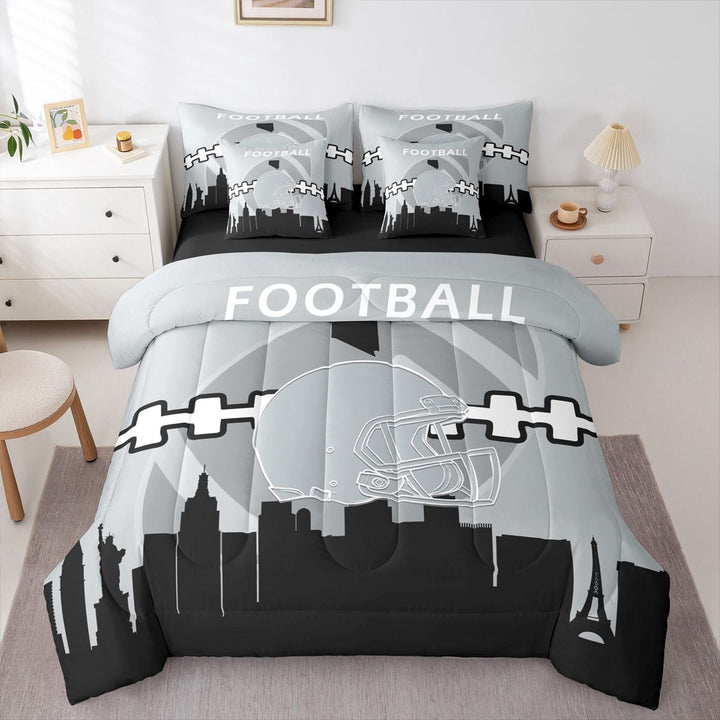 Erosebridal 7 Pcs Comforter Set Twin Size,Football Bed in a Bag with Flat Sheet and Fitted Sheet and Adults,Sports Bedding Set with Pillowcase and Sham(Las Vegas)