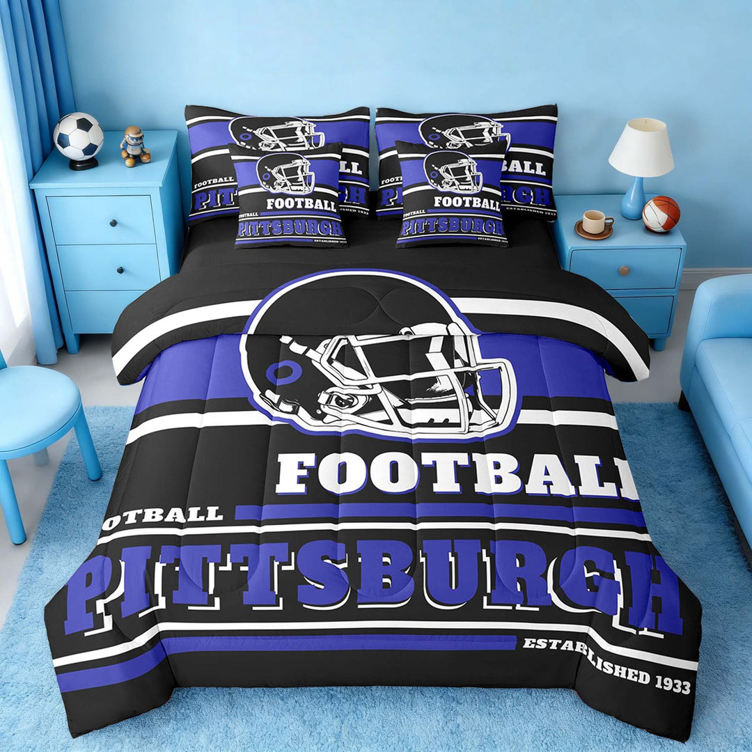 Erosebridal Soccer Rugby Bedding Twin Size 7pcs , Black, Super Cozy, Pittsburgh