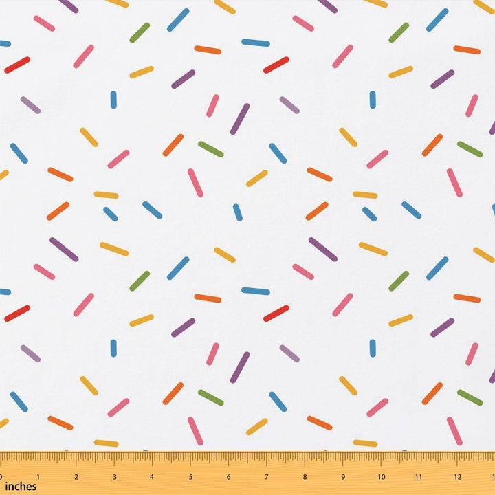 Manfei Cartoon Ice Cream Fabric by the Yard 2 Yards, Cute Sprinkles Sewing Fabric, Multicolor White