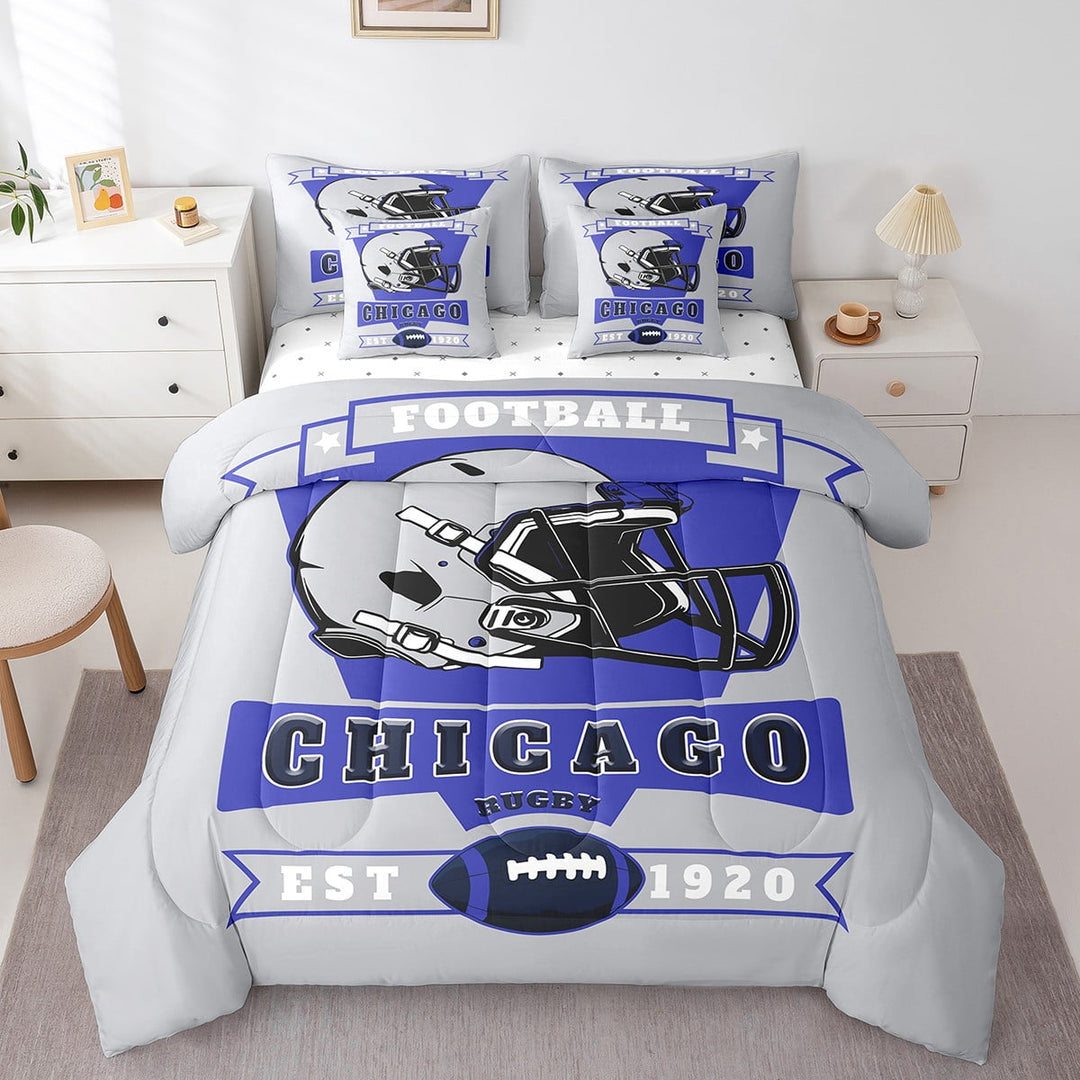 Erosebridal Football Bedding Twin Size 7pcs, Teens Room Decor, Grey, Ultra Soft, Chicago