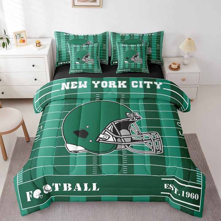 Erosebridal Rugby Sports Bedding Sets Twin Size,Baltimore Comforter Sets with Sheets,Purple Black Bed in a Bag Twin Size For Teens,Breathable Room Decoration Reversible,7-Piece