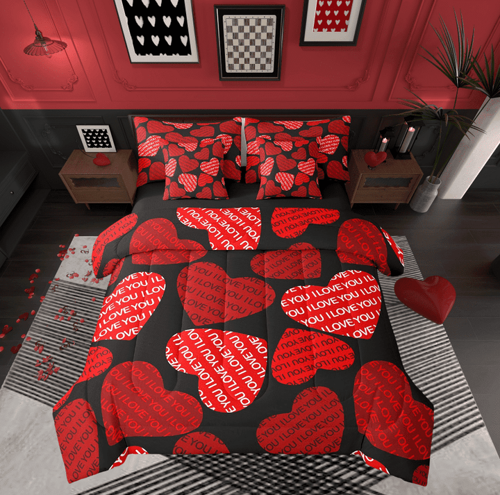 Love Heart King Size Comforter Set,Vlaentine&
