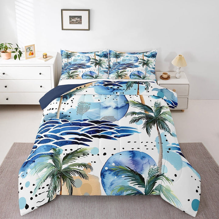Erosebridal Tropical Leaves Bedding Twin Comforter Set,Botanical Plants Down Comforter,Watercolor Decor,Reversible,Lightweight,2-Piece