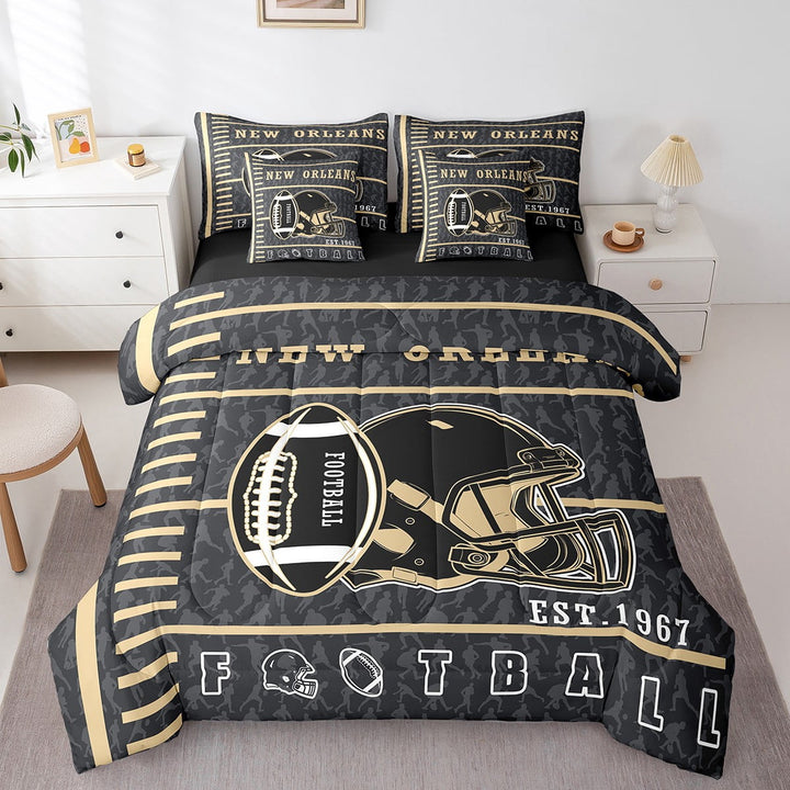 Erosebridal Vintage Soccer Bed in a Bag Twin size s, Rugby Lovers Bed Set, Football Sport Decor, Reversible