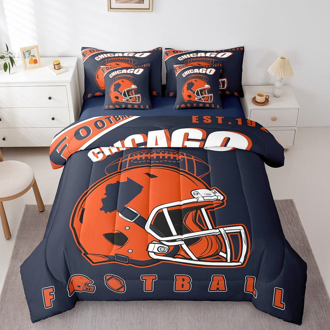 Erosebridal Eat Sleep Bedding, American Football Bed in a Bag, Sports Lover Reversible Bed Set, Ultra Soft Bedroom Decorative, 7pcs