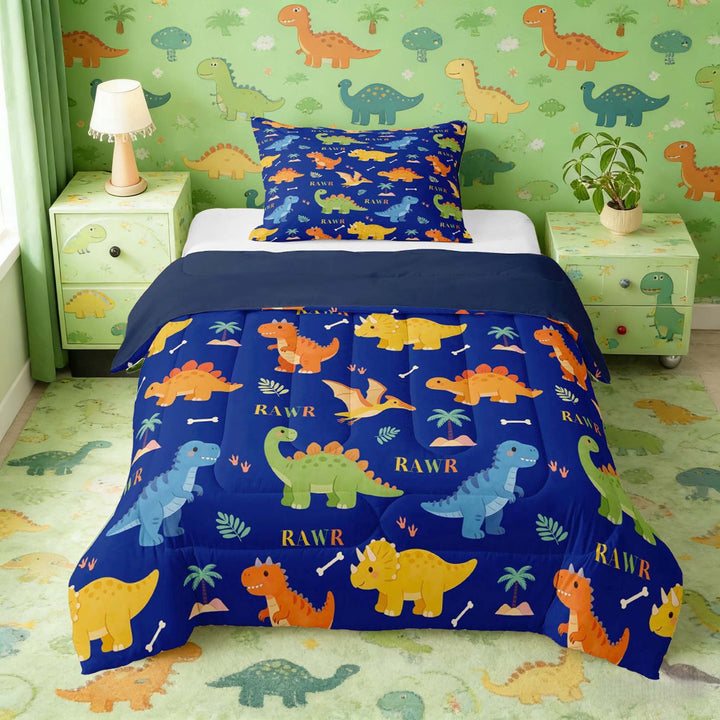 Erosebridal Dinosaur Twin Comforter Sets for Kids Boys, Funny Wildlife Bedding Set