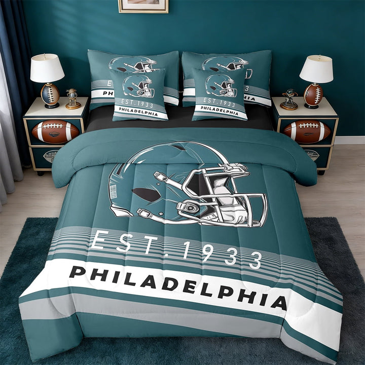 Erosebridal Football City Bed in a Bag Twin Size,American Football Sport Bed Set,Philadelphia Bedding Twin Size,Stylish Bedroom Decor Reversible,7 Pieces