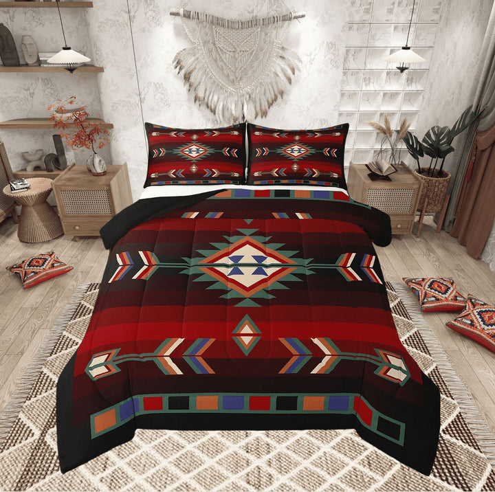 Farmhouse Geometric Comforter Set Queen Southwestern Tribal Bedding Set Vintage Western Aztec Bedding Comforter Sets Adults Rustic Farmhouse Cabin Lodge Quilt Duvet Home Decor