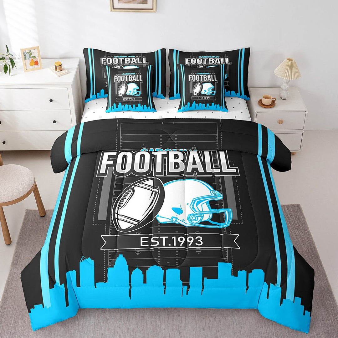 Erosebridal Rugby Bedding Sets Twin Size,Stripes Sport Comforter Sets with Sheets,Football Gaming Decor,Reversible,Breathable,7-Piece