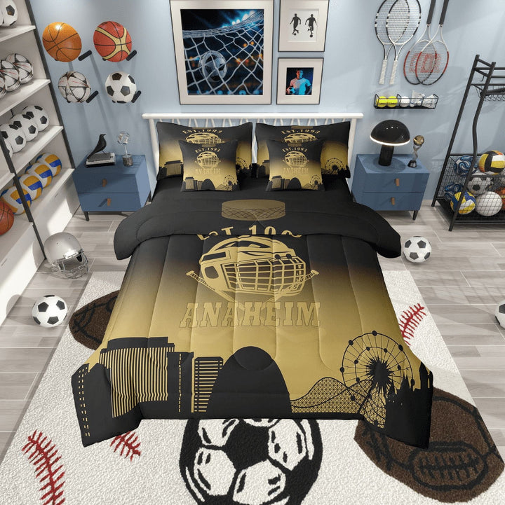 Erosebridal Eat Sleep Bedding Twin Size, American Football Bed in a Bag Twin size, Sports Lover Reversible Bed Set, Breathable Room Decor, 7-Piece