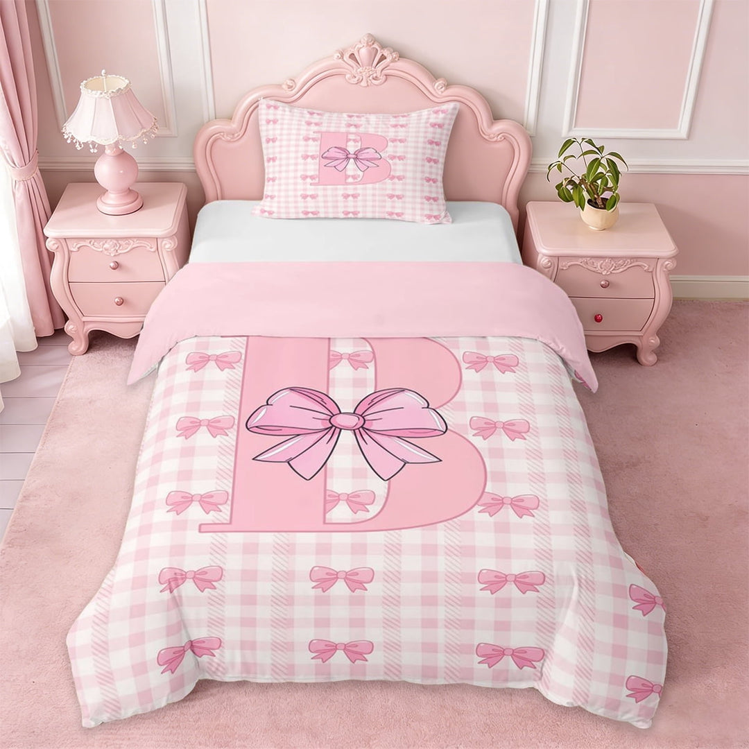 Erosebridal Letter B Monogram Theme Twin Bedding,Pink Dreamy Princess Style Duvet Cover Set For Kids Girls,Pink Reversible,2-Piece(No Comforter)