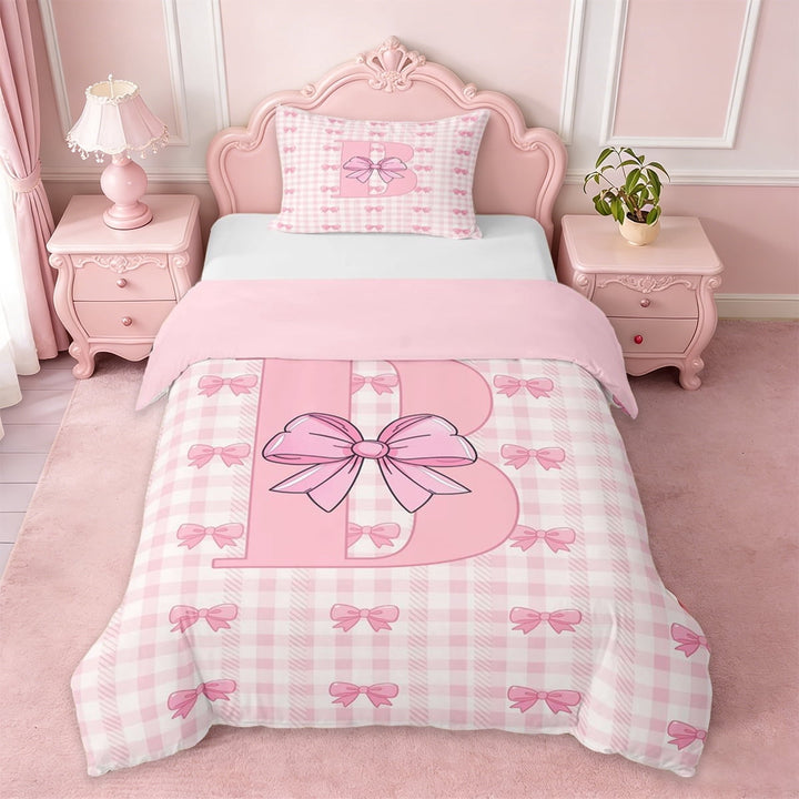 Erosebridal Letter B Monogram Theme Twin Bedding,Pink Dreamy Princess Style Duvet Cover Set For Kids Girls,Pink Reversible,2-Piece(No Comforter)
