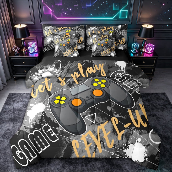 Erosebridal 7 Pcs Game Console Twin Bed In A Bag for Boys Gaming Bedding Sets,Twin Geometric Comforter Set with Sheets,Video Games Gamer Bed Set for Teen Game Room Decor Sheet Set