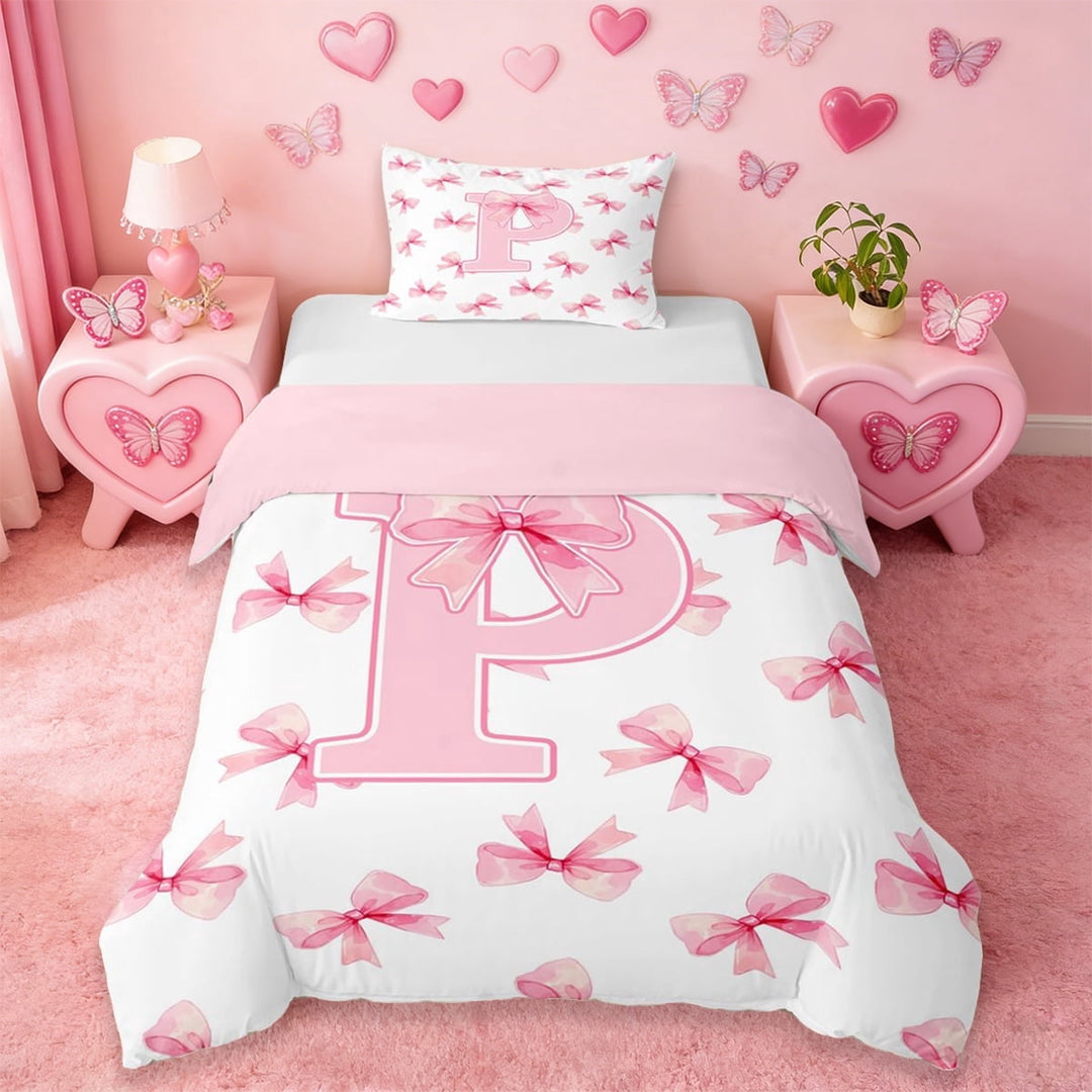 Erosebridal Girl Personalized Gifts Twin Bedding,Pink Alphabet P Duvet Cover Set For Teens 2 Pieces,No Comforter,Reversible