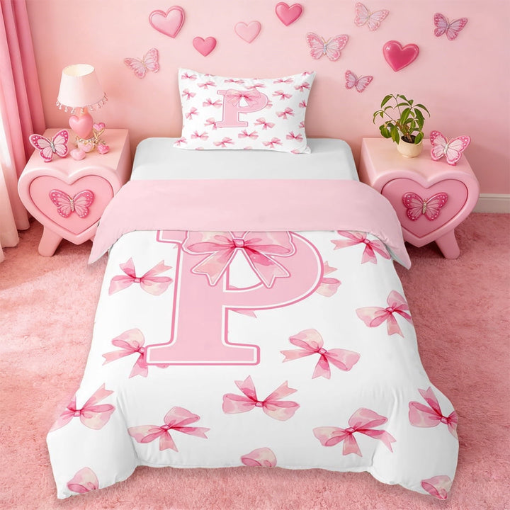 Erosebridal Girl Personalized Gifts Twin Bedding,Pink Alphabet P Duvet Cover Set For Teens 2 Pieces,No Comforter,Reversible