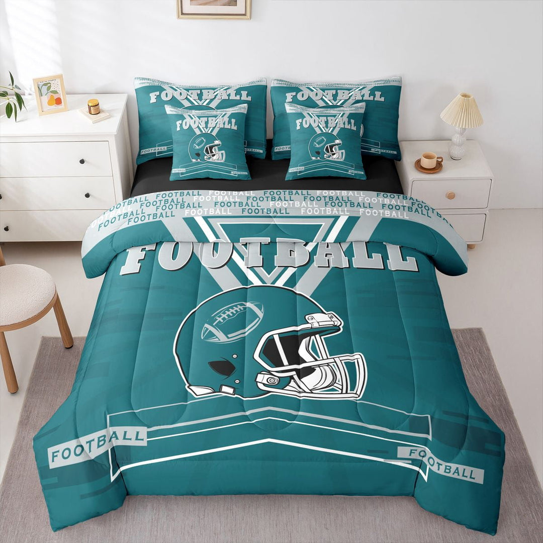 Erosebridal 7Pcs Football Bedding Set s,Twin Size Comforter Set with Sheets and Pillowcase,7Pcs Bed in a Bag,American Football Team Bed Set, Sports Comforter