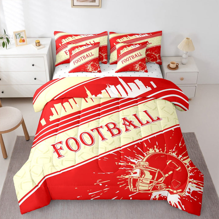 Erosebridal Rugby Sports 7 Pieces Comforter Sets Twin Size San Francisco Bedding Set for All Season Gifts for Football Fans Football City Bed in a Bag with Comforter