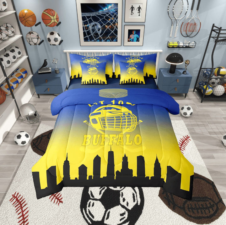 Erosebridal Eat Sleep Bedding Twin Size, American Football Bed in a Bag Twin size, Sports Lover Reversible Bed Set, Breathable Room Decor, 7-Piece